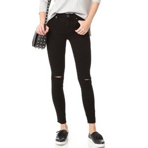 seven for all mankind b(air) ankle skinny black jeans distressed